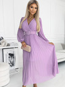 numoco Plissee-Kleid mit Gürtel und Ausschnitt - heather Numoco KLARA