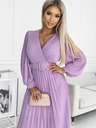 numoco Plissee-Kleid mit Gürtel und Ausschnitt - heather Numoco KLARA