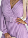 numoco Plissee-Kleid mit Gürtel und Ausschnitt - heather Numoco KLARA