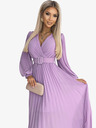 numoco Plissee-Kleid mit Gürtel und Ausschnitt - heather Numoco KLARA