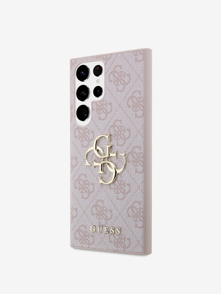 Guess PU 4G Metall-Logo Rückseite für Samsung Galaxy S24 Ultra Pink Handyhülle