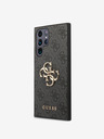 Guess PU 4G Metall-Logo Rückseite für Samsung Galaxy S24 Ultra Grau Handyhülle
