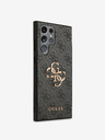 Guess PU 4G Metall-Logo Rückseite für Samsung Galaxy S24 Ultra Grau Handyhülle