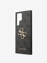Guess PU 4G Metall-Logo Rückseite für Samsung Galaxy S24 Ultra Grau Handyhülle