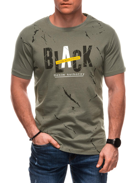 Edoti Herren-T-Shirt mit Aufdruck S2028 - Khaki OTHER
