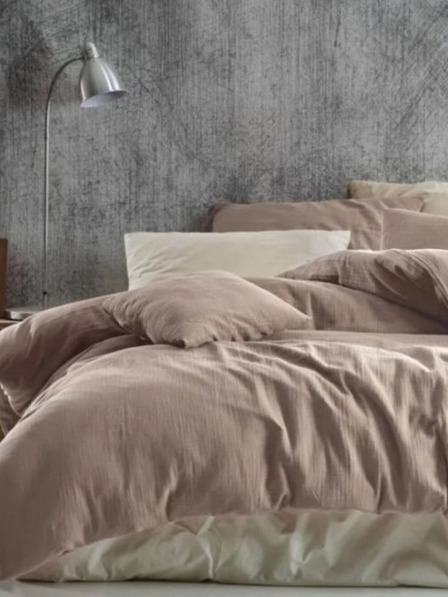 Kvalitex Französische Musselin-Bettwäsche 240x220, 70x90cm beige Qualitex
