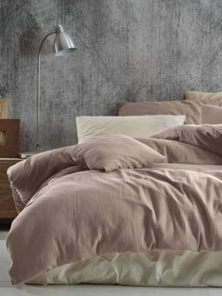 Kvalitex Verlängertes Musselin-Bettwäsche 140x220, 70x90 cm beige Qualitex