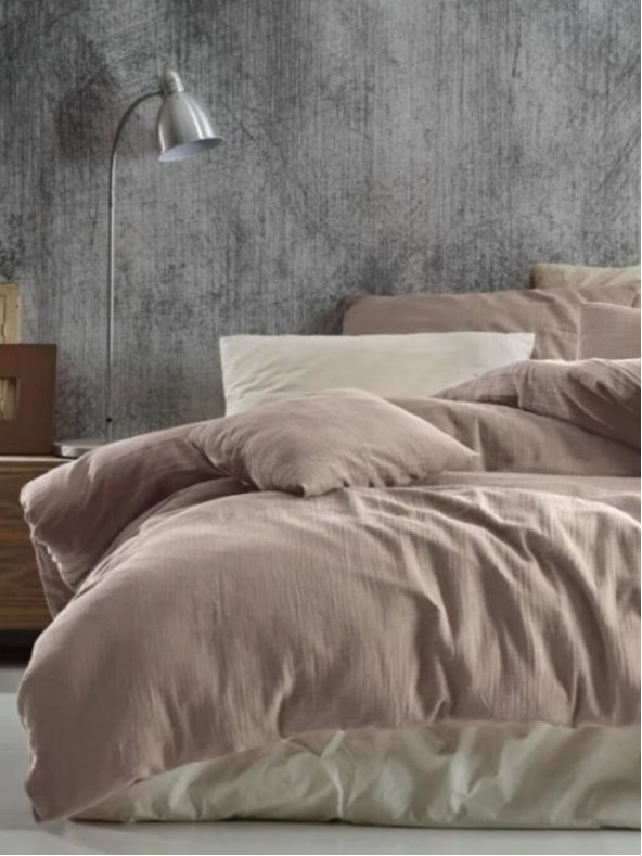 Kvalitex Verlängertes Musselin-Bettwäsche 140x220, 70x90 cm beige Qualitex
