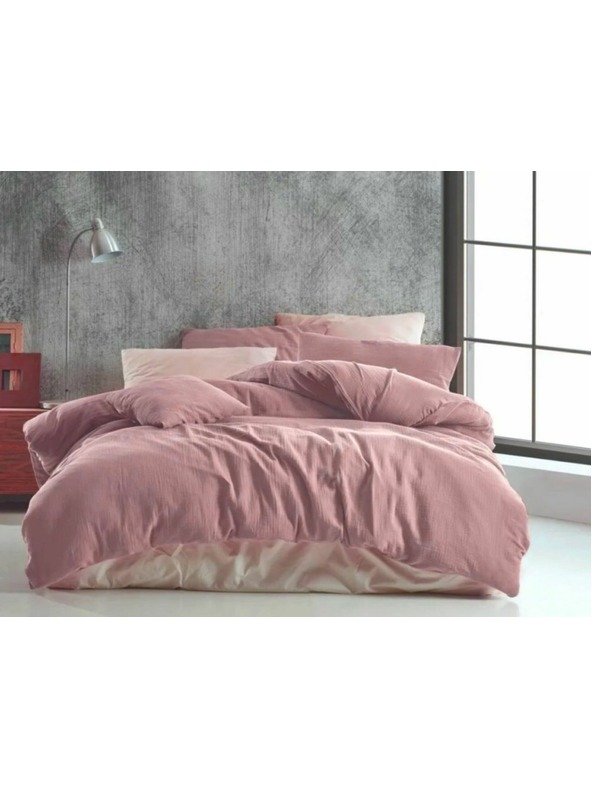 Kvalitex Verlängertes Musselin-Bettwäsche-Set 140x220, 70x90cm rosa