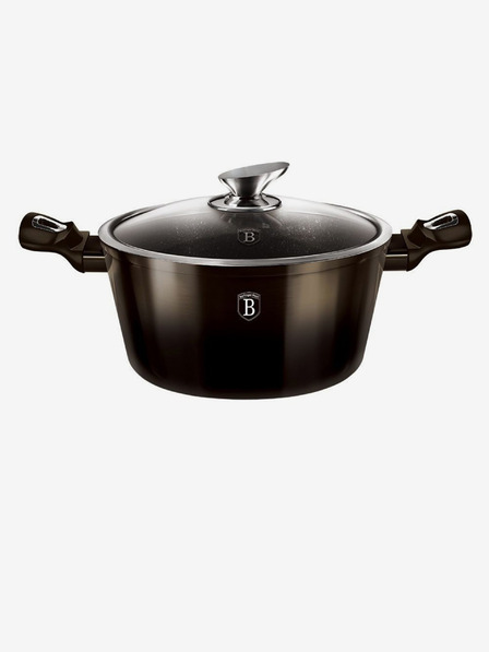 Berlingerhaus Kochtopf mit Marmoroberfläche 24 cm Shiny Black Collection 2 Deckel BERLINGERHAUS