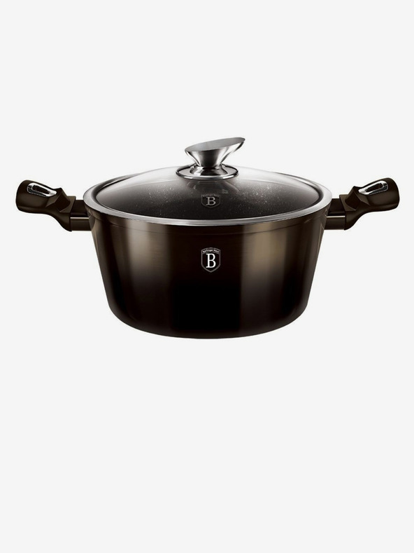Berlingerhaus Kochtopf mit Marmoroberfläche 24 cm Shiny Black Collection 2 Deckel BERLINGERHAUS