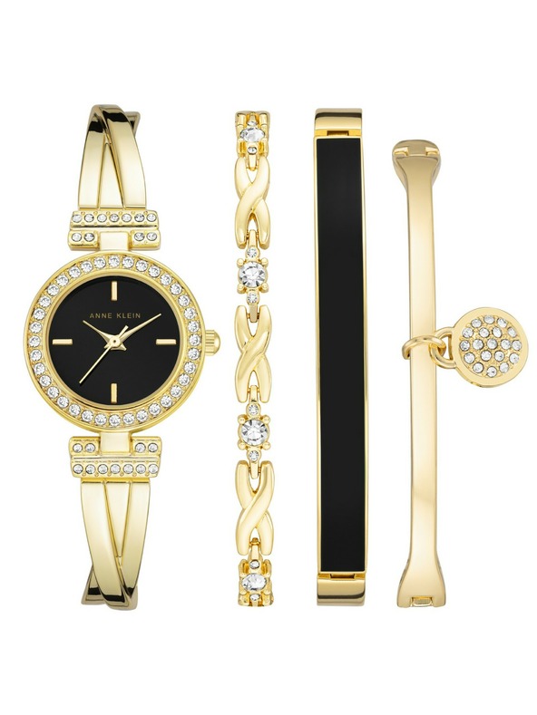 Anne Klein Goldenes Damen-Uhr- und Schmuck-Set Anne Klein