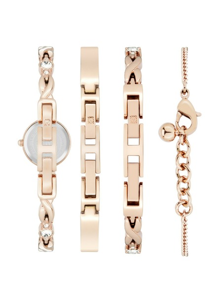 Anne Klein Roségoldenes Damen-Uhr- und Schmuck-Set Anne Klein