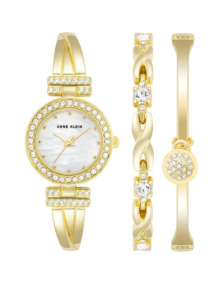 Anne Klein Goldenes Damen-Uhr- und Schmuck-Set Anne Klein
