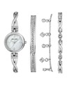 Anne Klein Silbernes Damen-Uhr- und Schmuck-Set Anne Klein