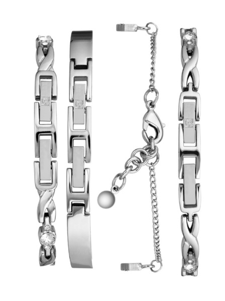 Anne Klein Silbernes Damen-Uhr- und Schmuck-Set Anne Klein