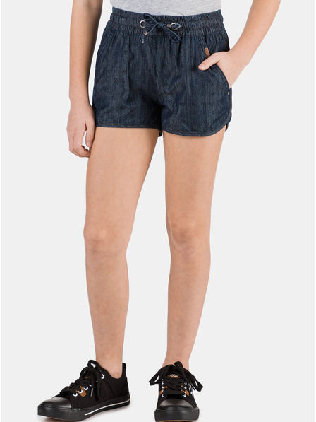 Sam 73 Dunkelblaue gemusterte Jeansshorts für Mädchen SAM 73