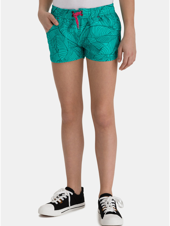 Sam 73 Türkisfarbene gemusterte Mädchen-Shorts mit Taschen SAM 73