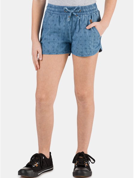 Sam 73 Blaue gemusterte Jeansshorts für Mädchen SAM 73