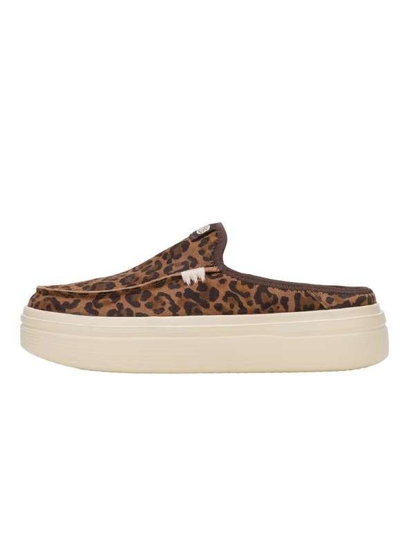 Hey Dude Damen Plateaupantoffeln mit Leopardenmuster Hey Dude