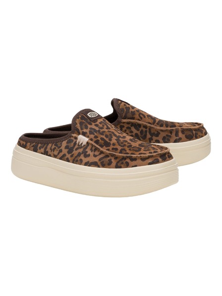 Hey Dude Damen Plateaupantoffeln mit Leopardenmuster Hey Dude