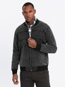 Ombre Clothing Jeans-Bomberjacke mit Stone-Wash-Effekt für Herren - schwarz V2 OM-JADJ-0163 Ombre Clothing