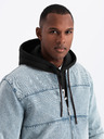 Ombre Clothing Herren-Jeansjacke mit Stone-Wash-Effekt - hellblau V3 OM-JADJ-0163 Ombre Clothing