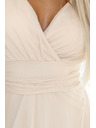numoco 562-6 NASTIA Langes Kleid mit V-Ausschnitt und kurzen Ärmeln - beige