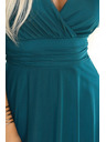 numoco 562-4 NASTIA Langes Kleid mit V-Ausschnitt und kurzen Ärmeln - grün