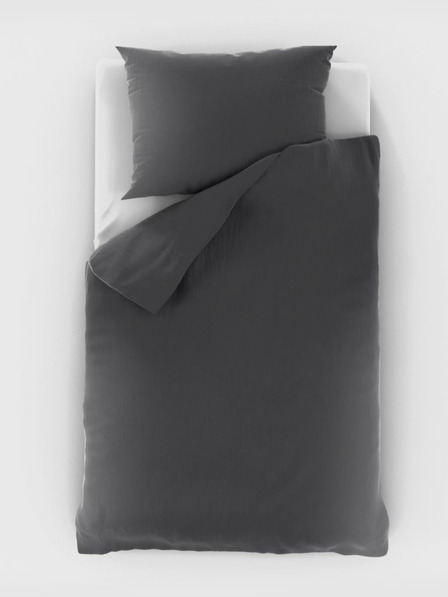 Kvalitex Extended Muslin Bedding 140x220, 70x90cm dark grey Kvalitex