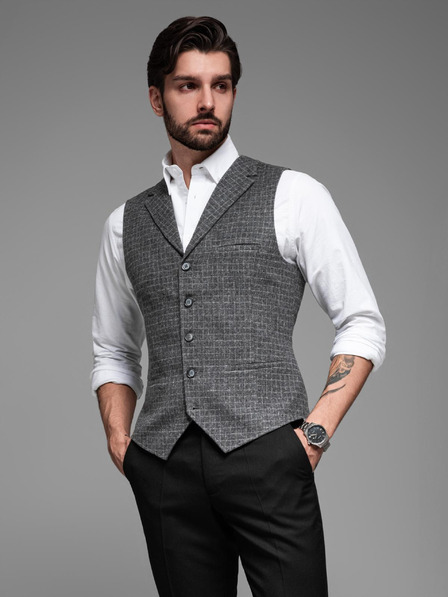 Ombre Clothing Herren Weste aus Wollmischung mit karierten Revers von Ombre Clothing