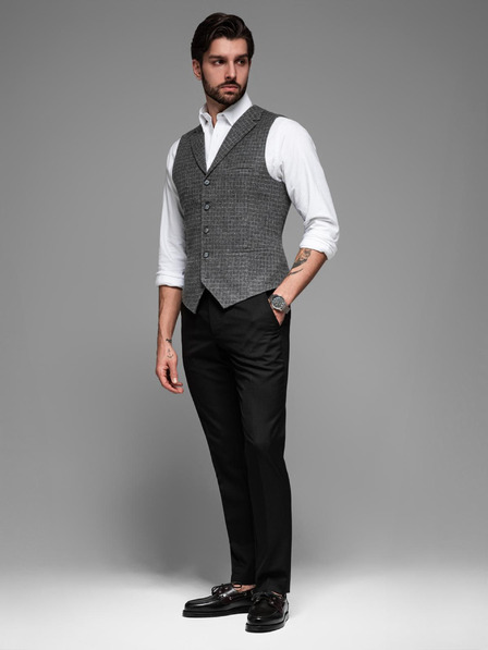 Ombre Clothing Herren Weste aus Wollmischung mit karierten Revers von Ombre Clothing