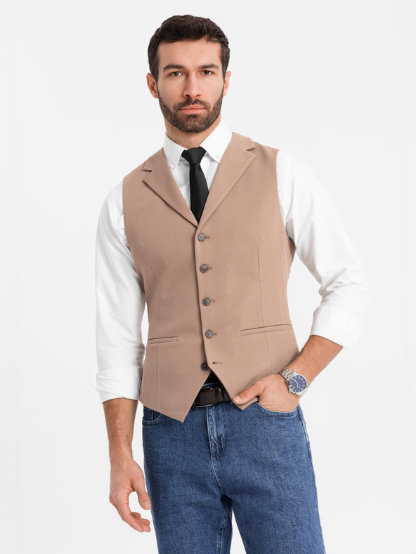 Ombre Clothing Taillierte elegante Herren Weste mit Elastan und Revers von Ombre Clothing
