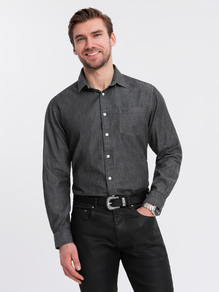 Ombre Clothing Herren Jeans-Hemd mit bestickter Tasche von Ombre Clothing