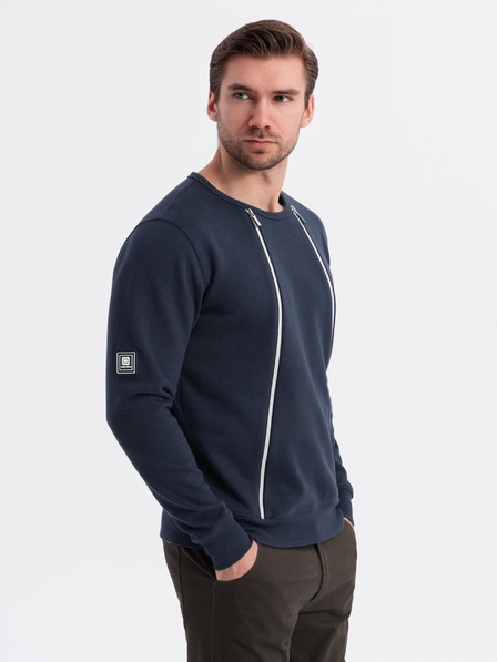 Ombre Clothing Gewaschene Herren-Sweatjacke mit dekorativer Naht am Ausschnitt Ombre Clothing