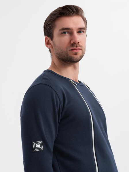 Ombre Clothing Gewaschene Herren-Sweatjacke mit dekorativer Naht am Ausschnitt Ombre Clothing
