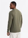 Ombre Clothing Herren-Langarm-T-Shirt aus Baumwolle, gestreiftem U-Ausschnitt und Stickerei Ombre Clothing
