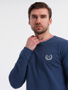 Ombre Clothing Herren-Langarm-T-Shirt aus Baumwolle, gestreiftem U-Ausschnitt und Stickerei Ombre Clothing