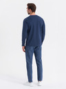 Ombre Clothing Herren-Langarm-T-Shirt aus Baumwolle, gestreiftem U-Ausschnitt und Stickerei Ombre Clothing