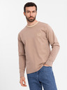Ombre Clothing Herren-Langarm-T-Shirt aus Baumwolle, gestreiftem U-Ausschnitt und Stickerei Ombre Clothing
