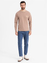 Ombre Clothing Herren-Langarm-T-Shirt aus Baumwolle, gestreiftem U-Ausschnitt und Stickerei Ombre Clothing