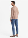Ombre Clothing Herren-Langarm-T-Shirt aus Baumwolle, gestreiftem U-Ausschnitt und Stickerei Ombre Clothing