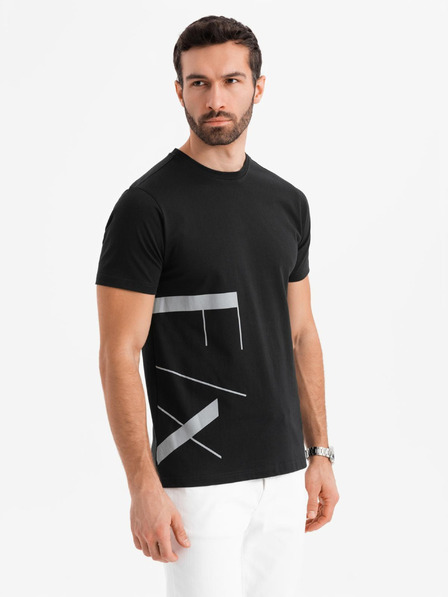 Ombre Clothing Herren-T-Shirt aus Baumwoll-Jersey mit großer seitlicher Schrift Ombre Clothing