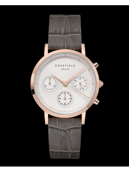 Rosefield Rosefield Uhr NCGRG-N95 The Gabby White Sunray Croco Grey Rose Gold