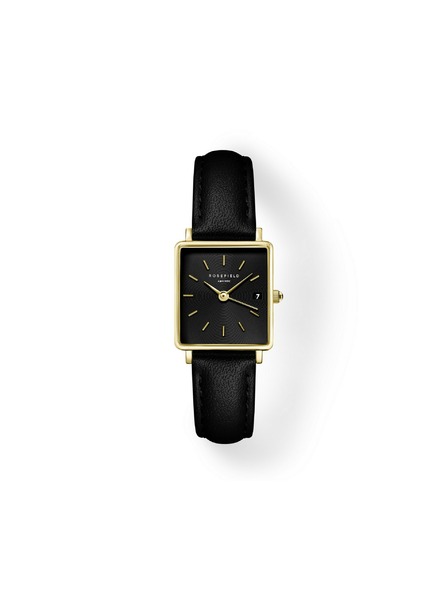 Rosefield Damen-Uhr Rosefield Boxy XS Schwarzes Leder QBBLG-Q53