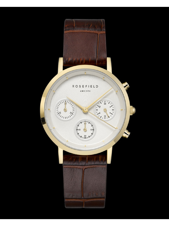 Rosefield Rosefield Armbanduhr NCDBG-N93 The Gabby White Sunray Croco Dark Brown Gold