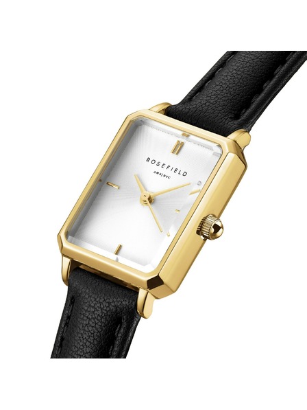Rosefield Damenarmbanduhr Rosefield Octagon XS Black Leather OWBLG-O84