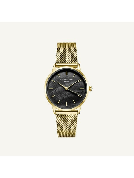 Rosefield Damenarmbanduhr Rosefield Pearl Edit Mesh Black Gold RBGMG-R07