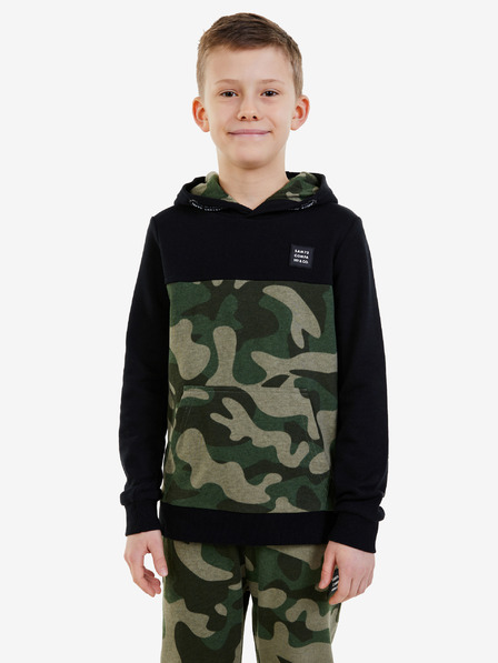 Sam 73 Schwarzer gemusterter Kapuzenpullover für Jungen SAM 73 Danny