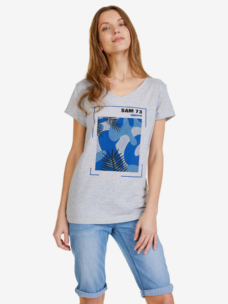 Sam 73 Graues Damen T-Shirt mit Aufdruck SAM 73 Ilda